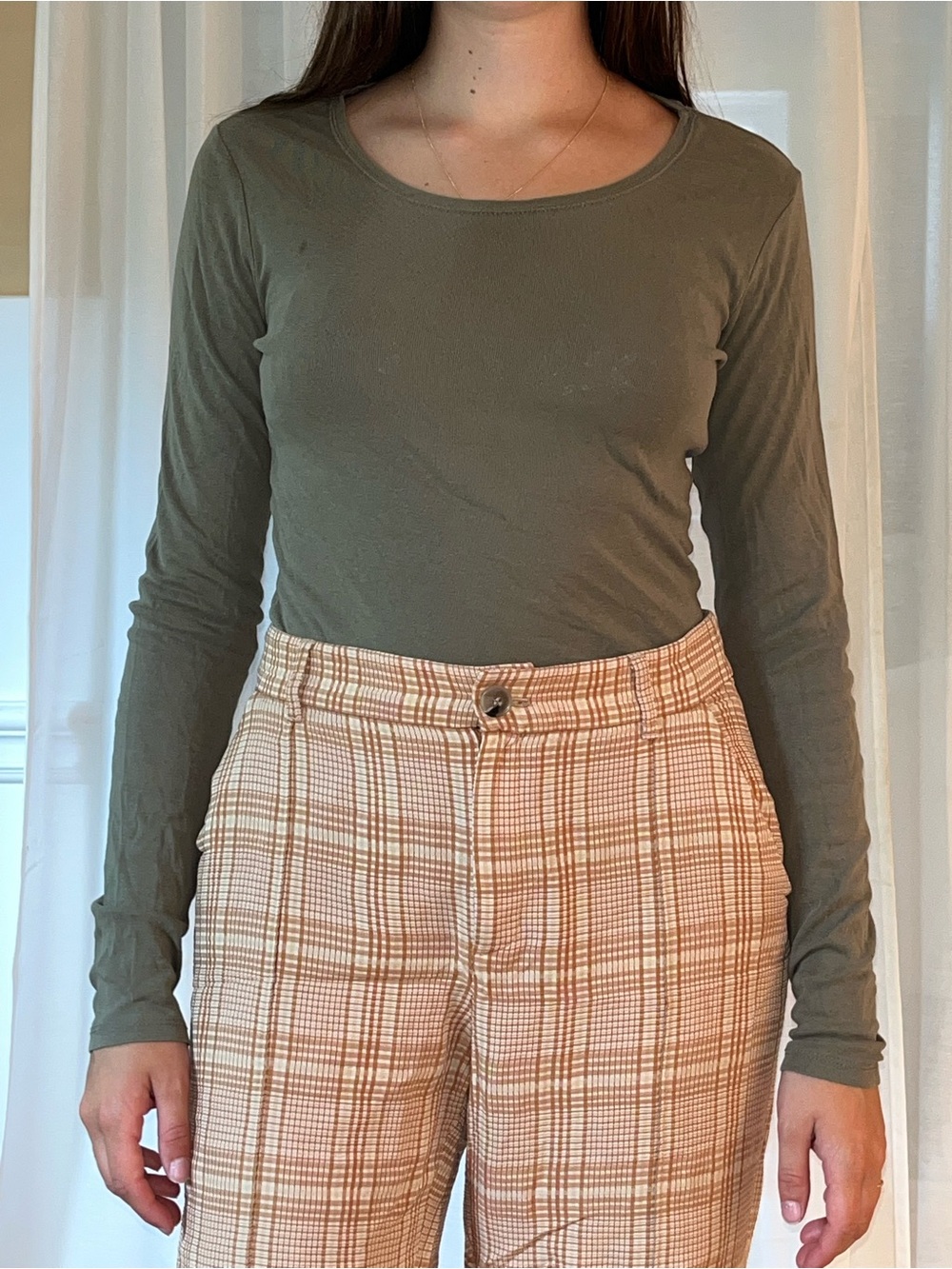 Olive Green Long-Sleeve Crewneck Tee